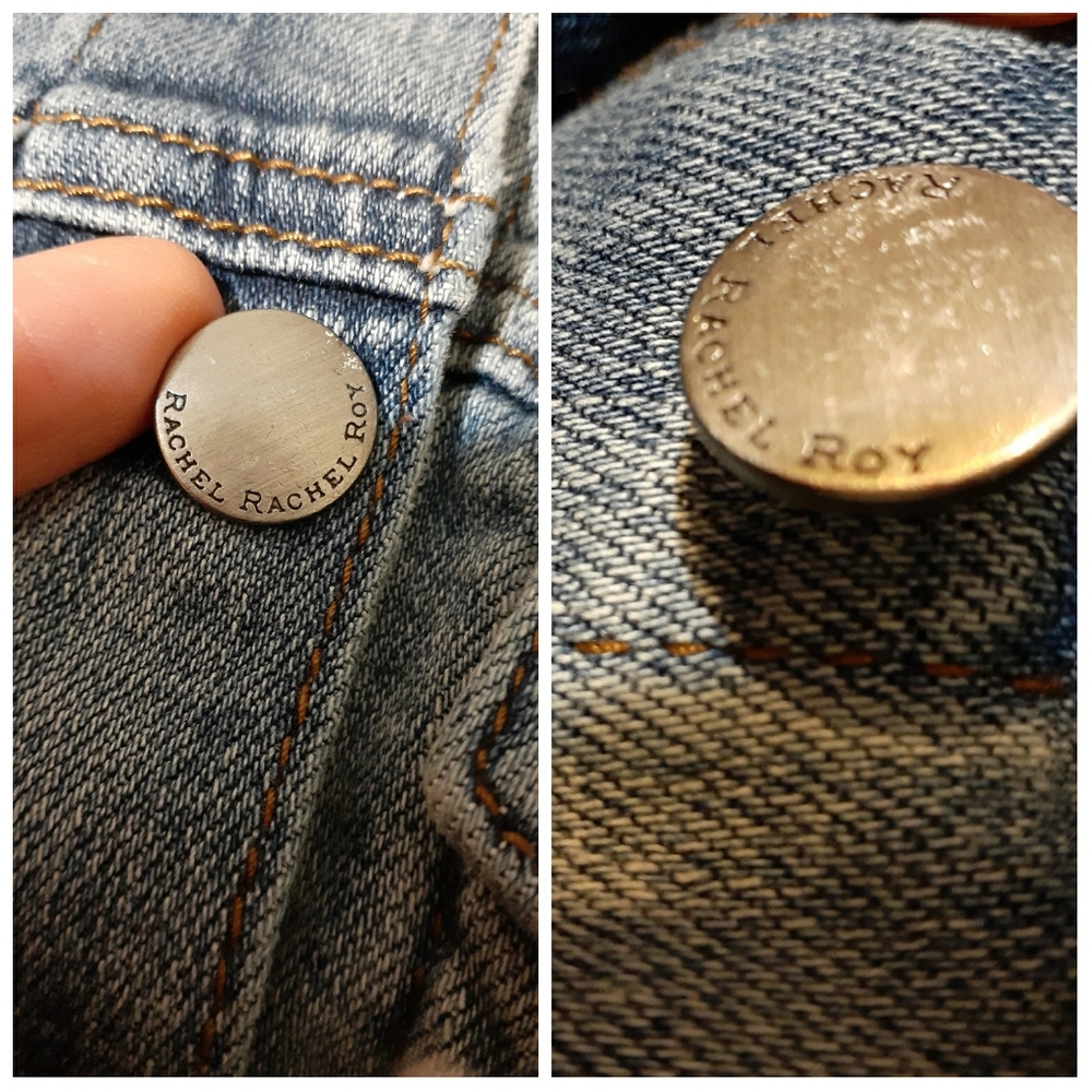 πHP!ππNEW RACHEL Rachel Roy Silver Cuff Denim Jacket - Picture 8 of 10